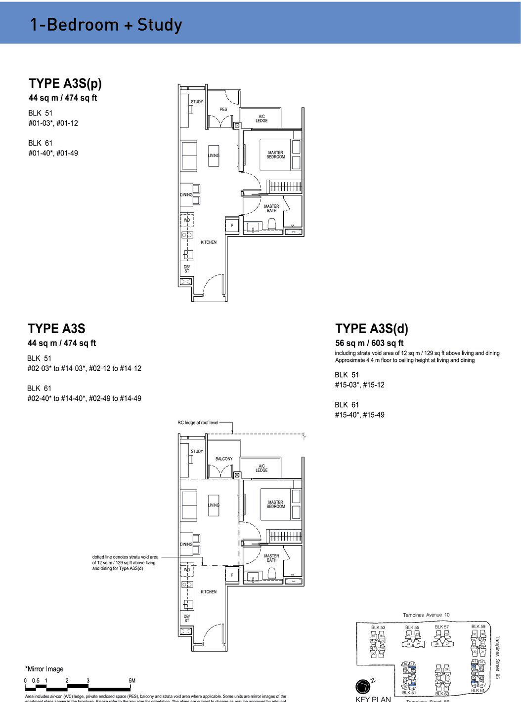 Floor plans · 1-Bedroom + Study